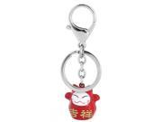 Unique Bargains Fortune Cat Design Pendant Lobster Clasp Keychain Key Ring Decor Red