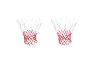 Unique Bargains 2 Pcs 18.5 Long Durable Nylon Braided Sport Basketball Nets White Red 12 Loops
