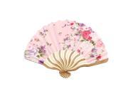 Japanese Style Flower Pattern Nylon Bamboo Frame Foldable Hand Fan Fans Art Gift