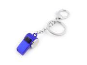 Unique Bargains Silver Tone RoyalBlue Metal Whistle Pendant Keychain Key Ring Holder
