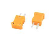 K Type 2 Flat Pin Temperature Sensor Thermocouple Mini Plug Orange 2PCS