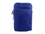 Unique Bargains Portable Checked Vertical Holder Shoulder Bag Pouch Blue for Smartphone MP4