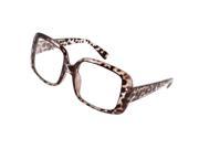 Unique Bargains Ladies Leopard Prints Full Frame Oversize Square Lens Plain Glasses Dark Brown