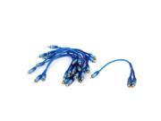 Unique Bargains 12 Long Blue Male to 2 Female RCA Speaker Y Shape Splitter Cable Adapter 10 Pcs
