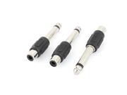 3Pcs 6.35mm Male Plug to 3.5mm Female Stereo Audio Adapter Black