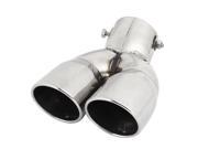 Unique Bargains Car Stainless Steel 68mm Dia Dual Outlet Exhaust Tail Muffler Tip Silver Tone