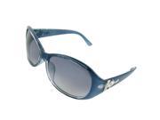 Lady Oval Tinted Lens Ash Blue Plastic Frame Sunglasses