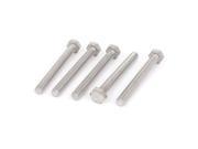 M6 x 55mm A2 Stainless Steel Fully Threaded Hex Hexagon Head Screw Bolt 5 Pcs