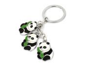 Unique Bargains Green Black Silver Tone Panda Style Dangle Keychain Ornament Gift for Lady