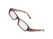 Unique Bargains Unique Bargains Rectangle Frame Women Leopard Pattern Plastic Arms Clear Lens Glasses