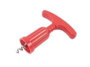 Unique Bargains Red Plastic T Shape Grip Metal Corkscrew Red Wine Beer Rotating Bottle Opener