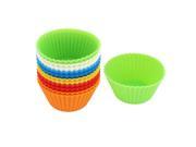 Unique Bargains Silicone Muffin Egg Tart Cake Mold Cupcake Baking Cup Mould Assorted Color 12PCS