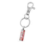 Rectangle Pendant Silver Tone Lobster Clasp Flat Split Ring Keychain Holder