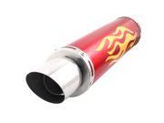 Motorcycle 25mm 1 Inlet Flame Pattern Tail Exhaust Tip Pipe Muffler Red