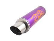 Motorcycle 1 Inlet Dia Flame Pattern Tail Exhaust Tip Pipe Muffler Purple