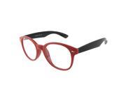 Woman Single Bridge Red Plastic Rim Oversize Clear Lens Glasses
