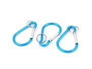 Camping Metal Carabiner Spring Loaded Clips Hike Hook Key Chain 3pcs Blue