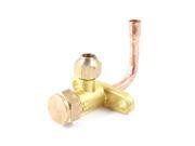 Brass Tone Bend Flare Tube 1 4 PT 2 Way Air Conditioner Control Valve
