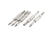 Unique Bargains 5 Pcs Silver Tone 6.35mm Stereo Male Audio Connector Spring End Adapter