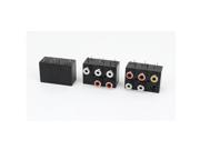 Black PCB Panel Mounted 5 RCA Female Outlet AV Concentric Socket Connector 3 Pcs