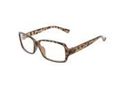 Unique Bargains Unique Bargains Lady Brown Leopard Printed Arms Plain Plano Glasses Spectacles