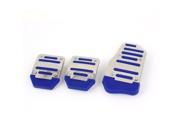 3 in 1 Silver Tone Blue Nonslip MT Gas Clutch Brake Pedal Pad Covers for Car