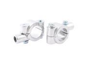 2 Pcs Silver Tone Clockwise Motorcycle Handlebar Mirror Mount Holder 10mm Dia