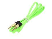 Unique Bargains Green 3.5mm Plug Male to Male Stereo Audio Headphone AUX Flat Cable 1M