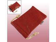 Draw String Red Faux Leather Pouch Bag for Phone Smartphone