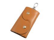 Unique Bargains Unique Bargains Foldable Press Stud Button 5 Keyrings Key Holder Bag Saffron Yellow