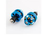 Motorbike Aluminum Alloy Hand Brake Handle Plug Cover Blue Gold Tone 2 Pcs