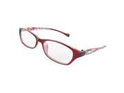 Woman Floral Accent Plastic Arms MC Lens Plano Glasses