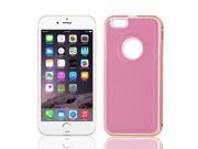 Unique Bargains Metal Bumper Faux Leather Hard Case Cover Protector Pink for iPhone 6 4.7