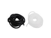 Unique Bargains 2 Pcs 20Ft 12mm Flexible Black White Wire Spiral Wrap Protective Sleeve Tube