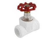 Unique Bargains Red Wheel Handle 26mm to 26mm Pipe Fittings White PPR Stop Valve