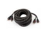 Unique Bargains 4.5M 14.8Ft Length Black 2 RCA Male to Male Extension Cable for DVD TV