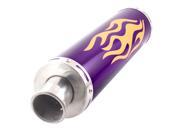 Motorcycle 25mm 1 Inlet Flame Pattern Tail Exhaust Tip Pipe Muffler Purple