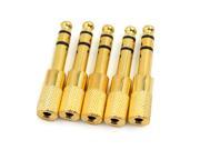 Unique Bargains 5 Pcs 6.5mm Male to 3.5mm Female Jack Plug Audio Stereo Connector Adapter