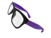 Unique Bargains Unique Bargains Women Black Plastic Full Rim Purple Wide Arms Clear Lens Glasses