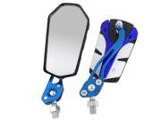 Unique Bargains Pair Motorcycle Blue Metal Plastic Side Rearview Blind Spot Mirrors