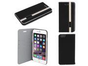 Faux Leather Flip Phone Case Protector Cover Black for iPhone 6 Plus 5.5