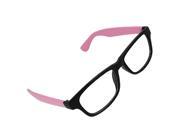 Unique Bargains Lady Pink Arm Black Rim Multi Coated Lens Plain Glasses