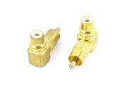 2pcs Cold Tone Right Angle RCA Male to Female 90 Degree Connector Plug Adapter
