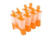 Unique Bargains Home Orange Clear Plastic DIY Popsicle Making Ice Cream Mold Mould 8 Compartment