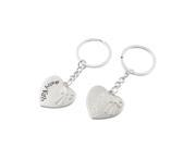 Unique Bargains 2 Pcs Heart Shape Bowknot Carved Dangling Pendant Split Ring Keychain Keyring
