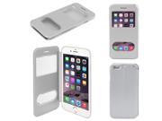 Faux Leather Flip Phone Case Protector Cover Gray for Apple iPhone 6 6G 4.7