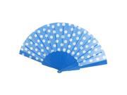 Unique Bargains Summer Portable Plastic Framework Folding Hand Fan Gift Blue White for Woman Man