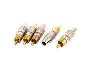 5Pcs Rca Male Plug Adapter Audio Video Phono Gold Plated Solder Connector