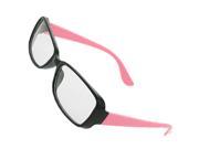 Unique Bargains Unique Bargains Women Pink Plastic Temples Clear Lens Black Full Rim Spectacles