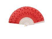 Unique Bargains Wavy Brim Chinese Japanese Tradition Folding Hand Fan Red